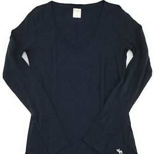 Abercrombie & Fitch black long sleeve v neck tee